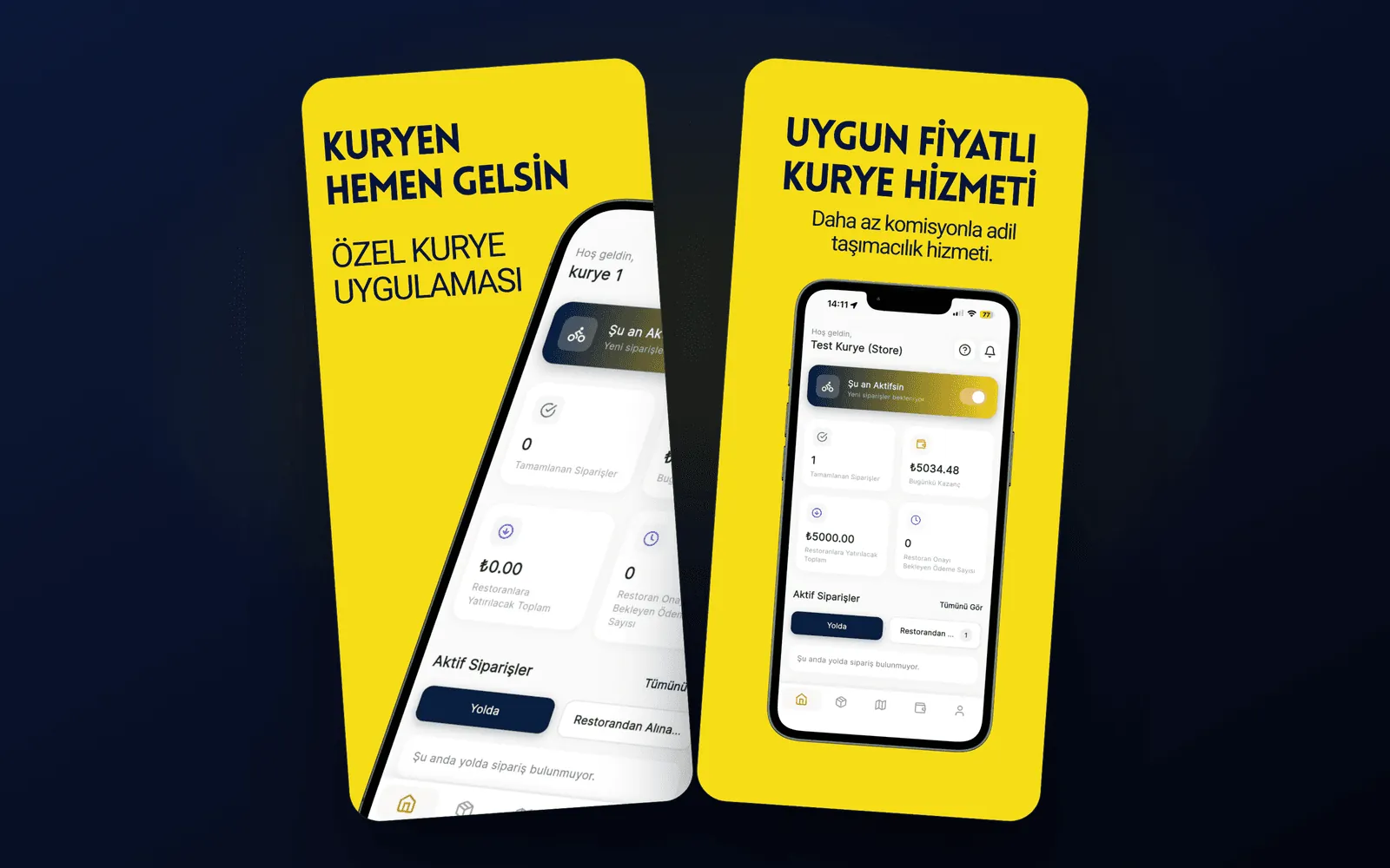 Açsan Gelsin — özel kurye uygulaması ve uygun fiyatlı kurye hizmeti ekranları