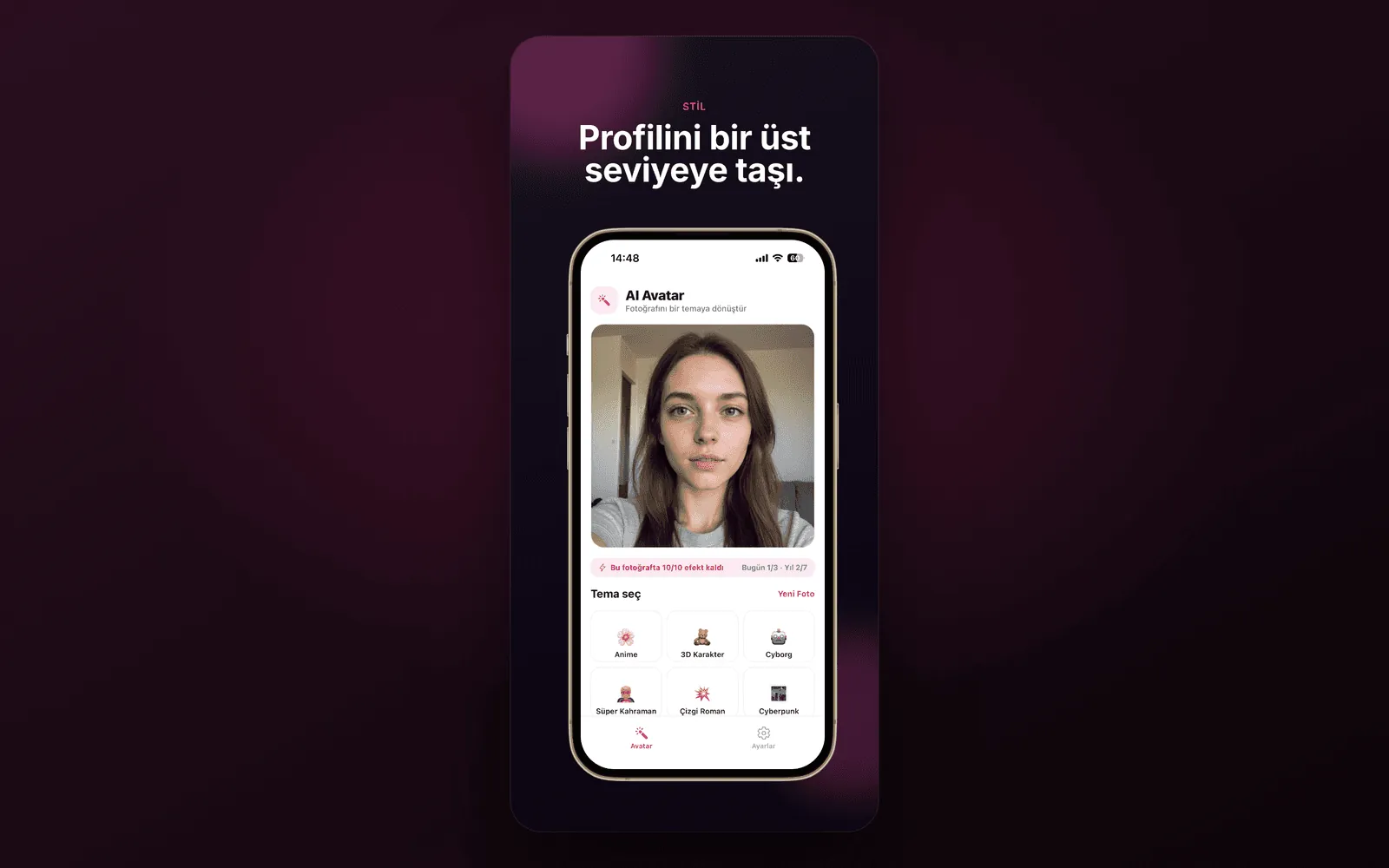 AI Avatar — sonucu kaydetme ve paylaşma ekranı