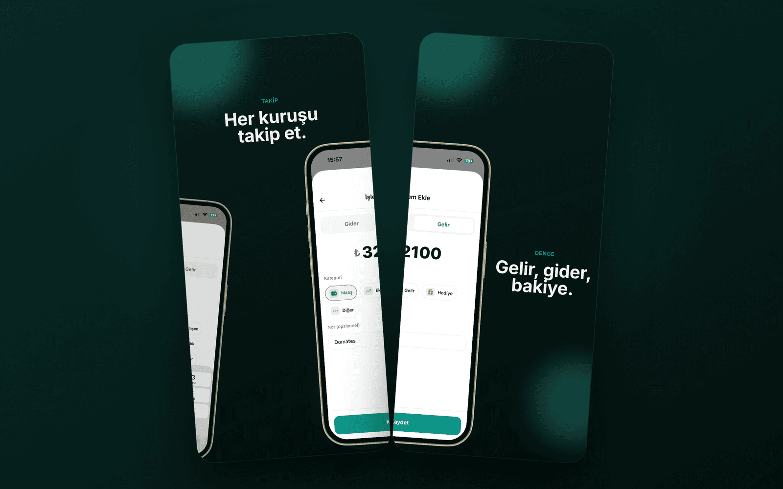 Bütçe — işlem takibi ve gelir-gider denge ekranları