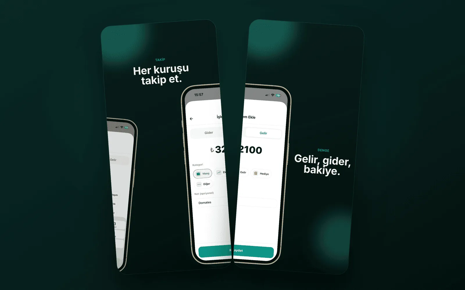 Bütçe — işlem takibi ve gelir-gider denge ekranları