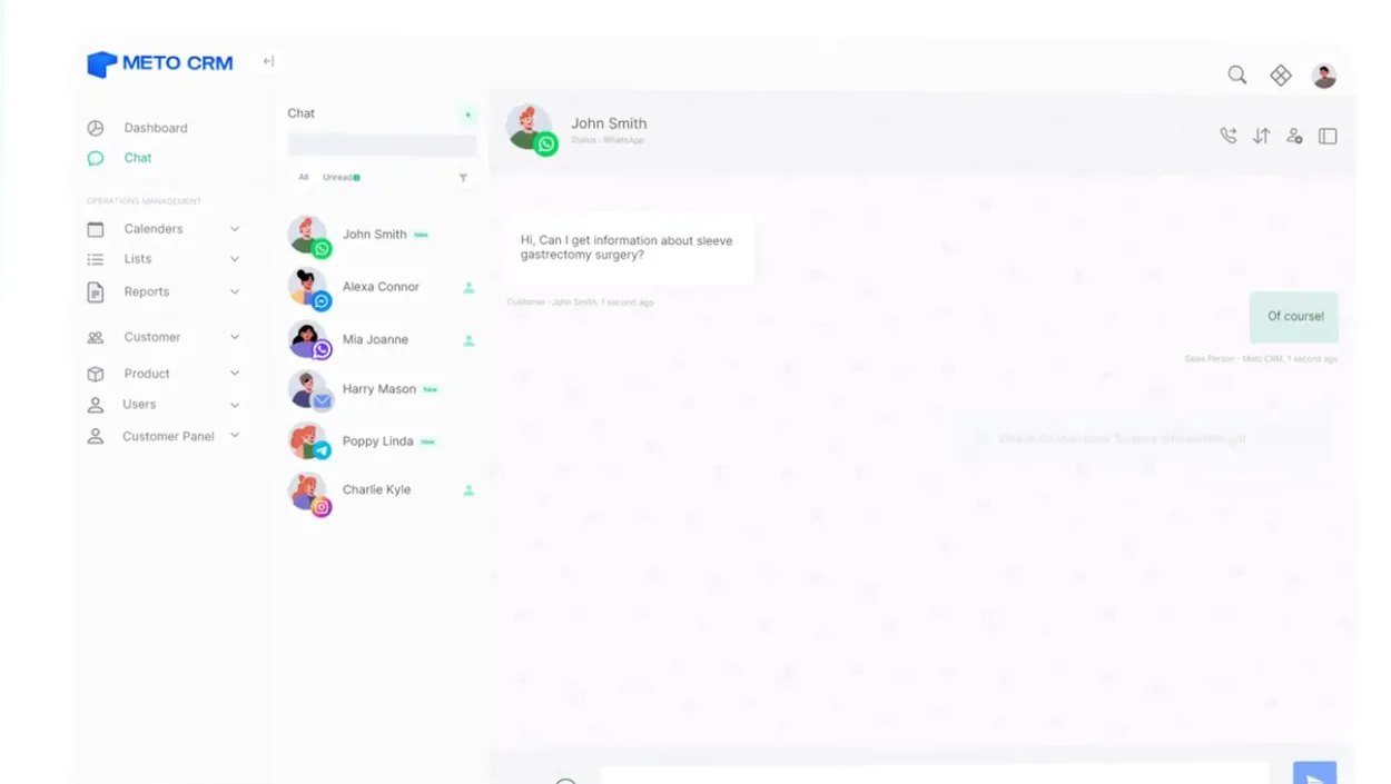 MetoCRM — WhatsApp, Instagram, Messenger, Telegram ve e-postanın tek ekranda birleştiği gelen kutusu