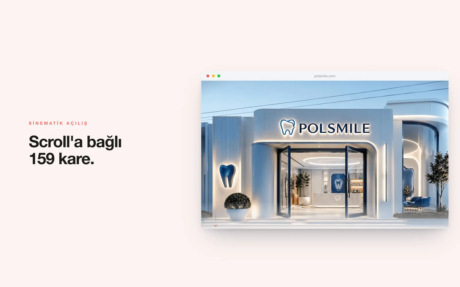 POLSMILE — scroll'a bağlı 159 karelik canvas hero