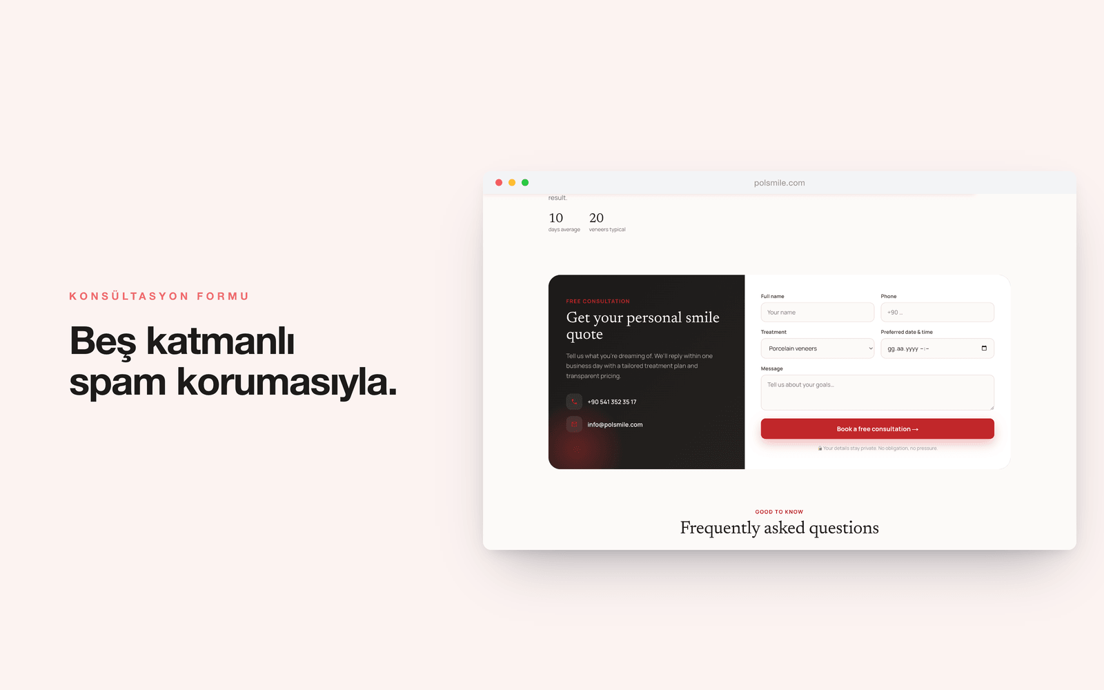 POLSMILE — ücretsiz konsültasyon formu ve iletişim paneli