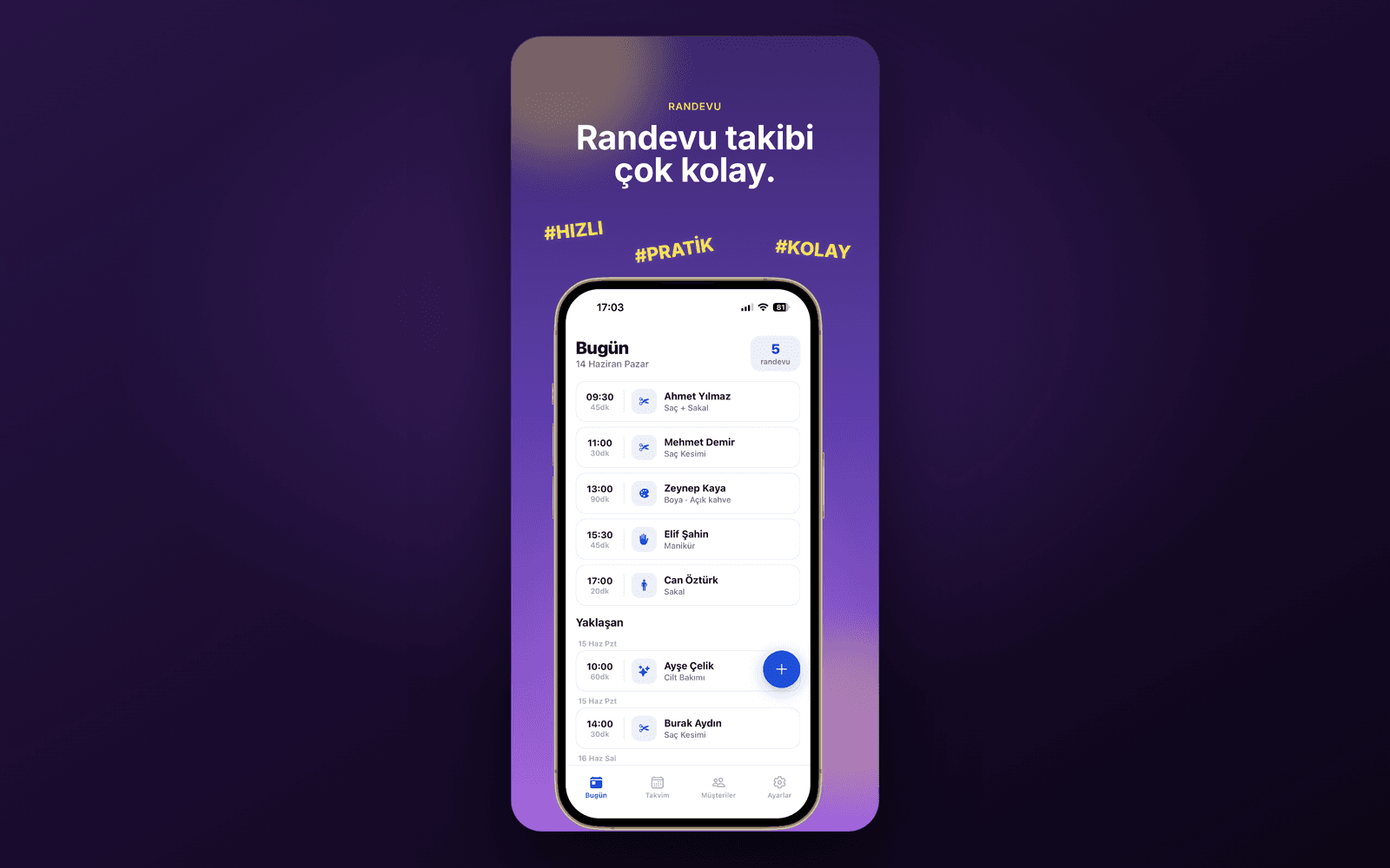 Randevu — hızlı randevu oluşturma ekranı