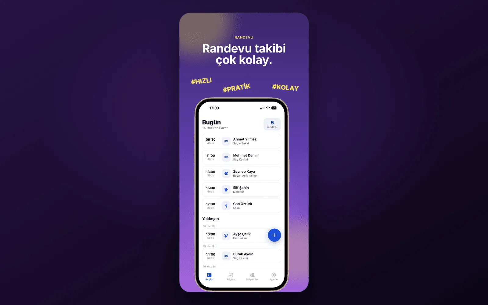 Randevu — hızlı randevu oluşturma ekranı