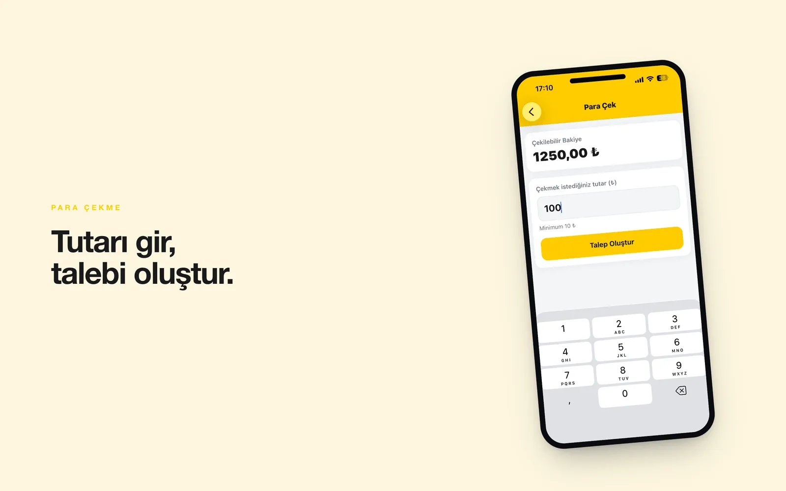 Winzigo — tutar girişi ile para çekme talebi