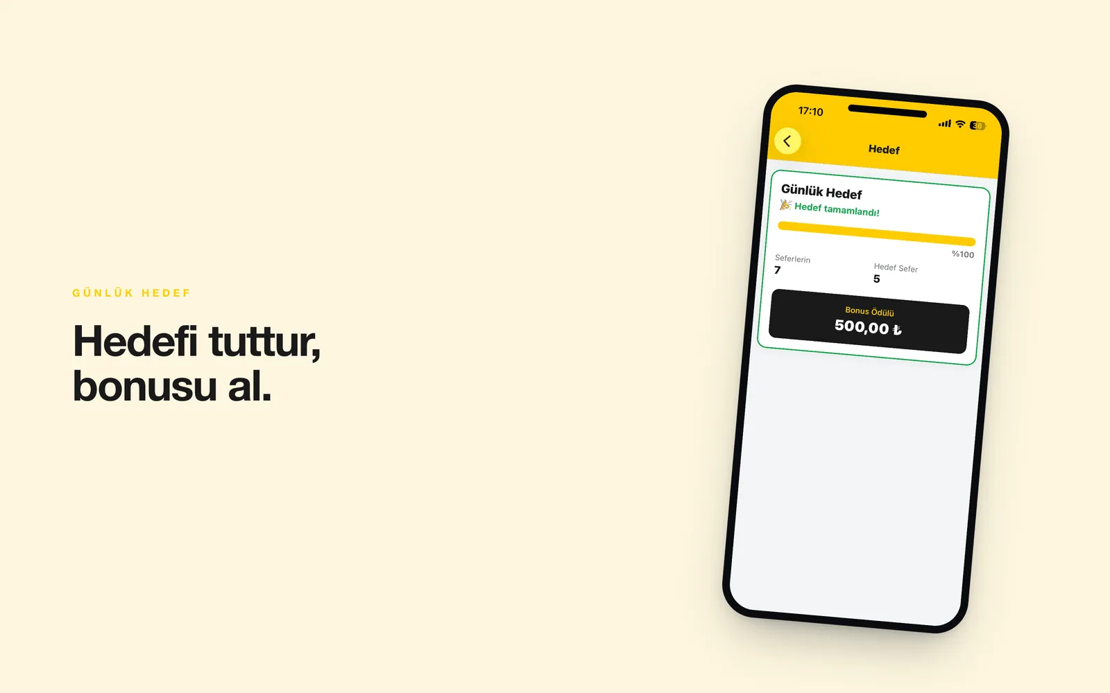 Winzigo — hedef ilerlemesi ve bonus ödülü