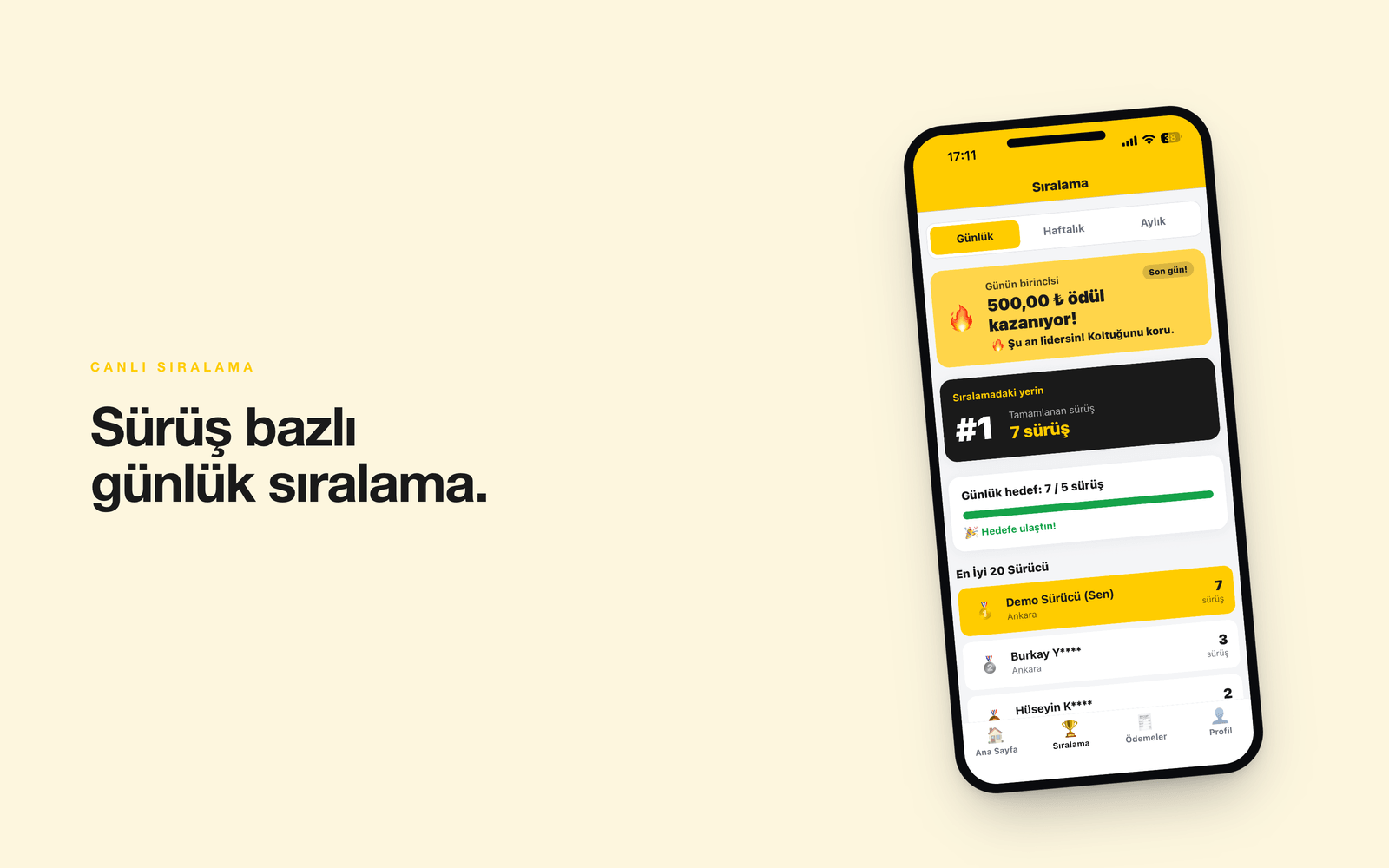 Winzigo — günlük sürücü sıralaması, ilk 20
