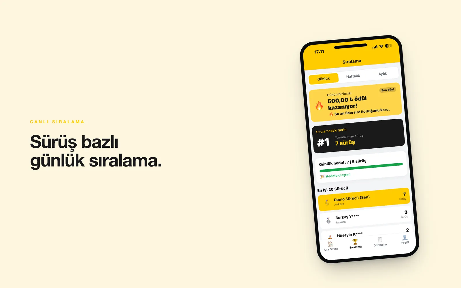 Winzigo — günlük sürücü sıralaması, ilk 20